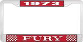 1973 Fury License Plate Frame - Red and Chrome with White Lettering