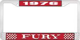 1976 Fury License Plate Frame - Red and Chrome with White Lettering