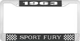 1963 Plymouth Sport Fury; License Plate Frame; Black And Chrome With White Lettering