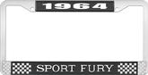 1964 Plymouth Sport Fury; License Plate Frame; Black And Chrome With White Lettering