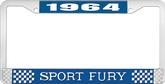 1964 Plymouth Sport Fury; License Plate Frame; Blue And Chrome With White Lettering