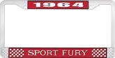 1964 Plymouth Sport Fury; License Plate Frame; Red And Chrome With White Lettering