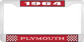 1964 Plymouth License Plate Frame - Red and Chrome with White Lettering