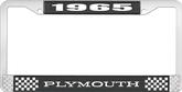 1965 Plymouth License Plate Frame - Black and Chrome with White Lettering