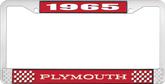 1965 Plymouth License Plate Frame - Red and Chrome with White Lettering