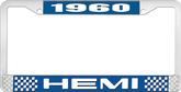 1960 Hemi License Plate Frame - Blue and Chrome with White Lettering