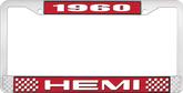 1960 Hemi License Plate Frame - Red and Chrome with White Lettering