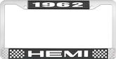 1962 Hemi License Plate Frame Black  and Chrome with White Lettering
