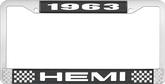 1963 Hemi License Plate Frame - Black and Chrome with White Lettering