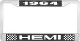 1964 Hemi License Plate Frame - Black  and Chrome with White Lettering