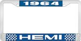 1964 Hemi License Plate Frame - Blue and Chrome with White Lettering  