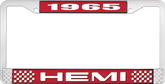 1965 Hemi License Plate Frame - Red and Chrome with White Lettering 