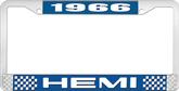 1966 Hemi License Plate Frame - Blue and Chrome with White Lettering