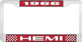 1966 Hemi License Plate Frame - Red and Chrome with White Lettering