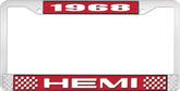 1968 Hemi License Plate Frame - Red and Chrome with White Lettering