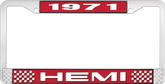1971 Hemi License Plate Frame - Red  and Chrome with White Lettering