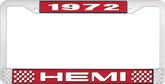 1972 Hemi License Plate Frame - Red and Chrome with White Lettering