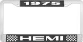 1975 Hemi License Plate Frame - Black and Chrome with White Lettering