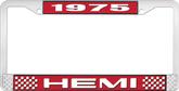 1975 Hemi License Plate Frame - Red and Chrome with White Lettering