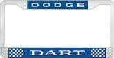Dodge Dart; License Plate Frame; Blue And Chrome With White Lettering