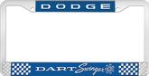 Dodge Dart Swinger; License Plate Frame; Blue And Chrome With White Lettering