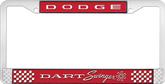 Dodge Dart Swinger; License Plate Frame; Red And Chrome With White Lettering