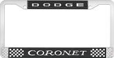 Dodge Coronet; License Plate Frame; Black And Chrome With White Lettering