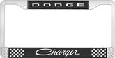 Dodge Charger; License Plate Frame; Black And Chrome With White Lettering