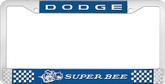 Dodge Super Bee; License Plate Frame; Blue And Chrome With White Lettering