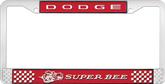 Dodge Super Bee; License Plate Frame; Red And Chrome With White Lettering