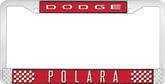 Dodge Polara; License Plate Frame; Red And Chrome With White Lettering