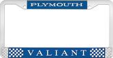 Plymouth Valiant; License Plate Frame; Blue And Chrome With White Lettering
