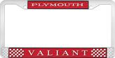Plymouth Valiant; License Plate Frame; Red And Chrome With White Lettering