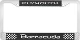 Plymouth Barracuda; License Plate Frame; Black And Chrome With White Lettering
