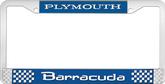 Plymouth Barracuda; License Plate Frame; Blue And Chrome With White Lettering