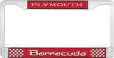 Plymouth Barracuda; License Plate Frame; Red And Chrome With White Lettering