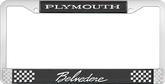 Plymouth Belvedere; License Plate Frame; Black And Chrome With White Lettering