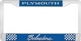 Plymouth Belvedere; License Plate Frame; Blue And Chrome With White Lettering