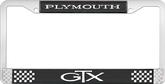 Plymouth GTX; License Plate Frame; Black And Chrome With White Lettering