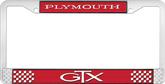 Plymouth GTX; License Plate Frame; Red And Chrome With White Lettering