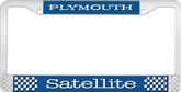 Plymouth Satellite; License Plate Frame; Blue And Chrome With White Lettering