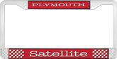 Plymouth Satellite; License Plate Frame; Red And Chrome With White Lettering