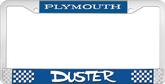 Plymouth Duster; License Plate Frame; Blue And Chrome With White Lettering