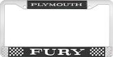 Plymouth Fury; License Plate Frame; Black And Chrome With White Lettering