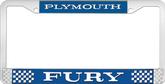 Plymouth Fury; License Plate Frame; Blue And Chrome With White Lettering