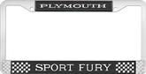 Plymouth Sport Fury; License Plate Frame; Black And Chrome With White Lettering