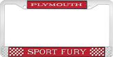 Plymouth Sport Fury; License Plate Frame; Red And Chrome With White Lettering
