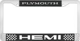 Plymouth Hemi; License Plate Frame; Black And Chrome With White Lettering