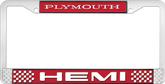 Plymouth Hemi; License Plate Frame; Red And Chrome With White Lettering