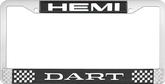 Hemi Dart; License Plate Frame; Black And Chrome With White Lettering